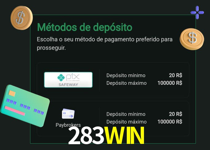 O cassino 283WIN oferece uma grande variedade de métodos de pagamento